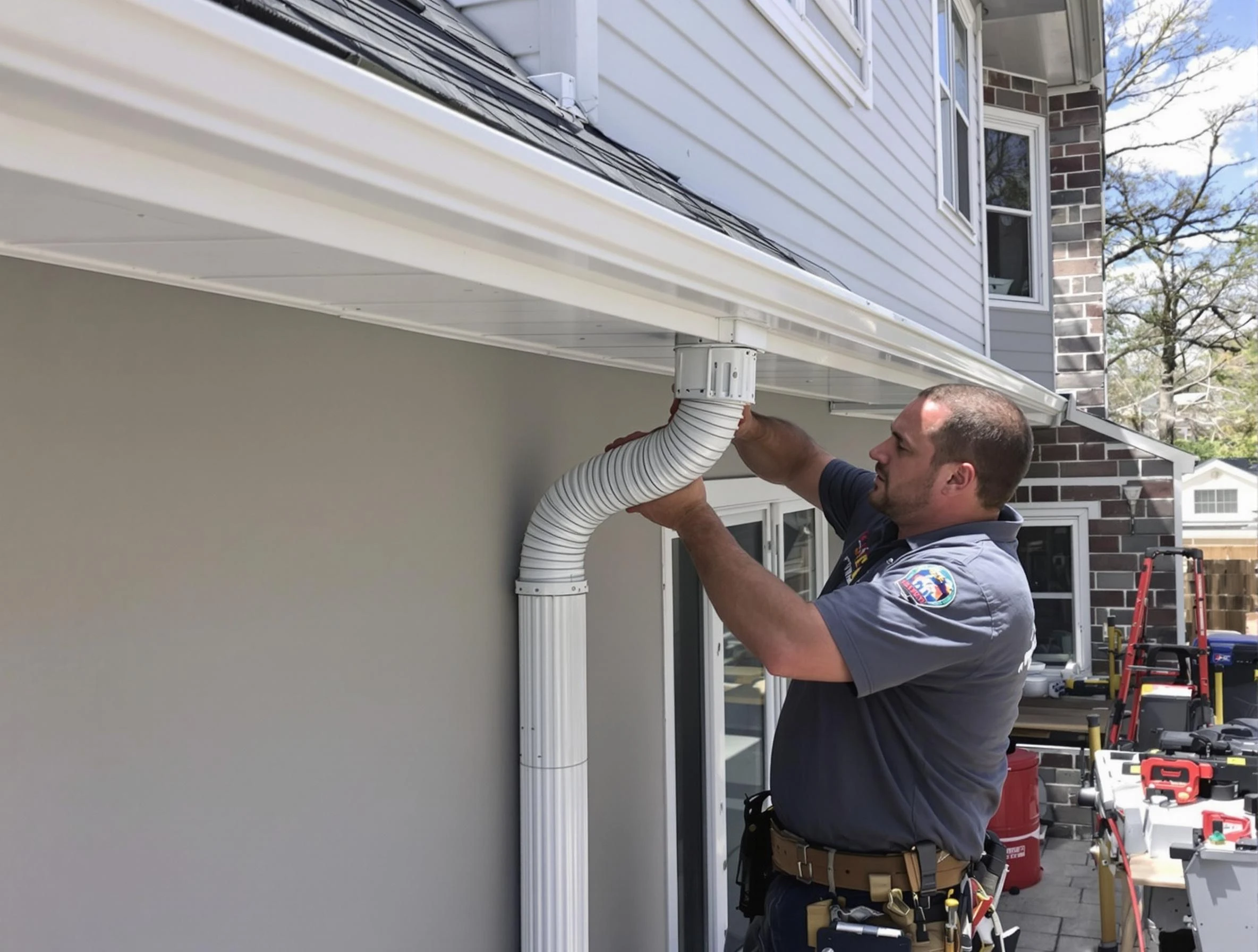 Downspouts installed by East Cleveland Roofing Company to guide water away in East Cleveland, OH