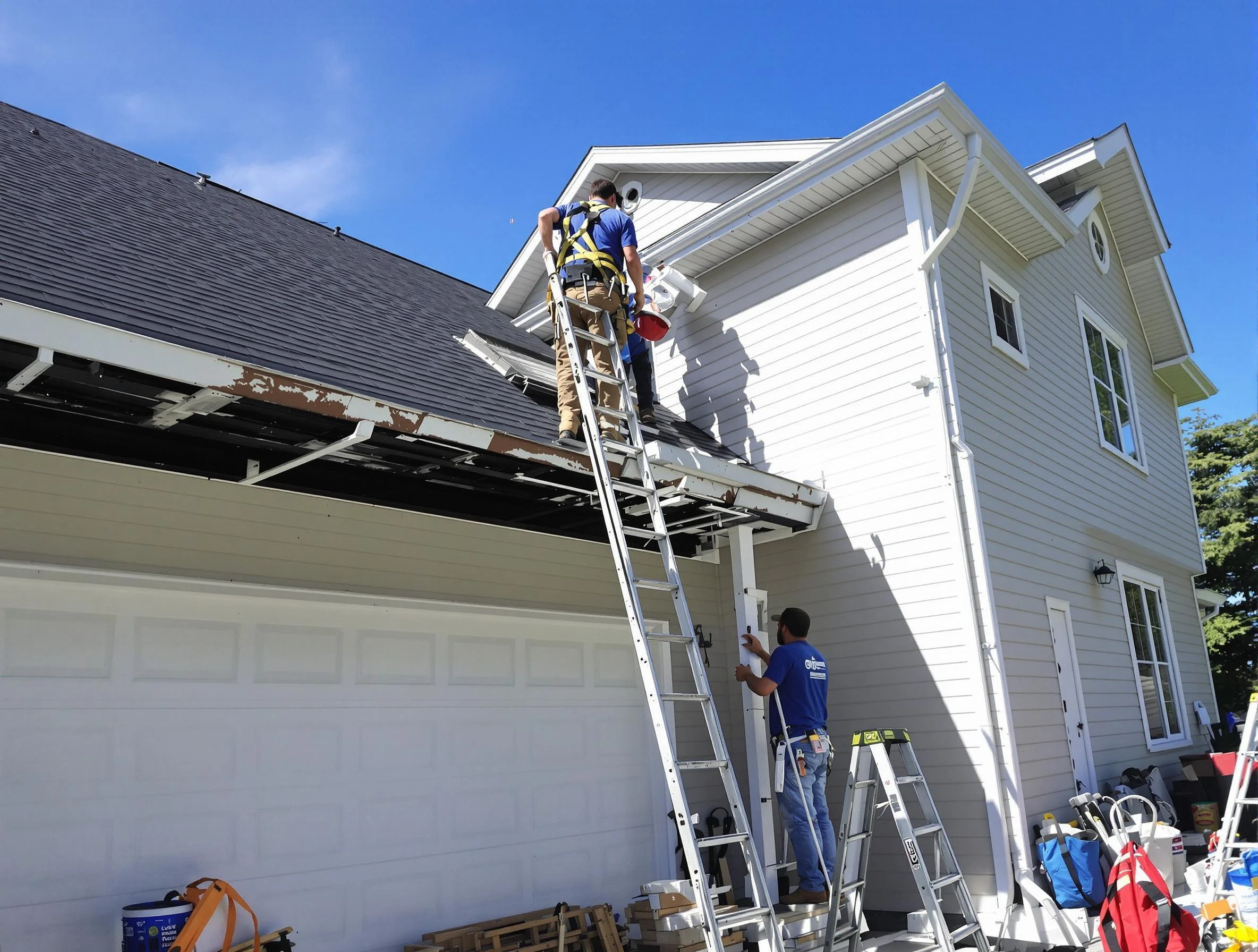 Newly replaced gutters by East Cleveland Roofing Company in East Cleveland, OH